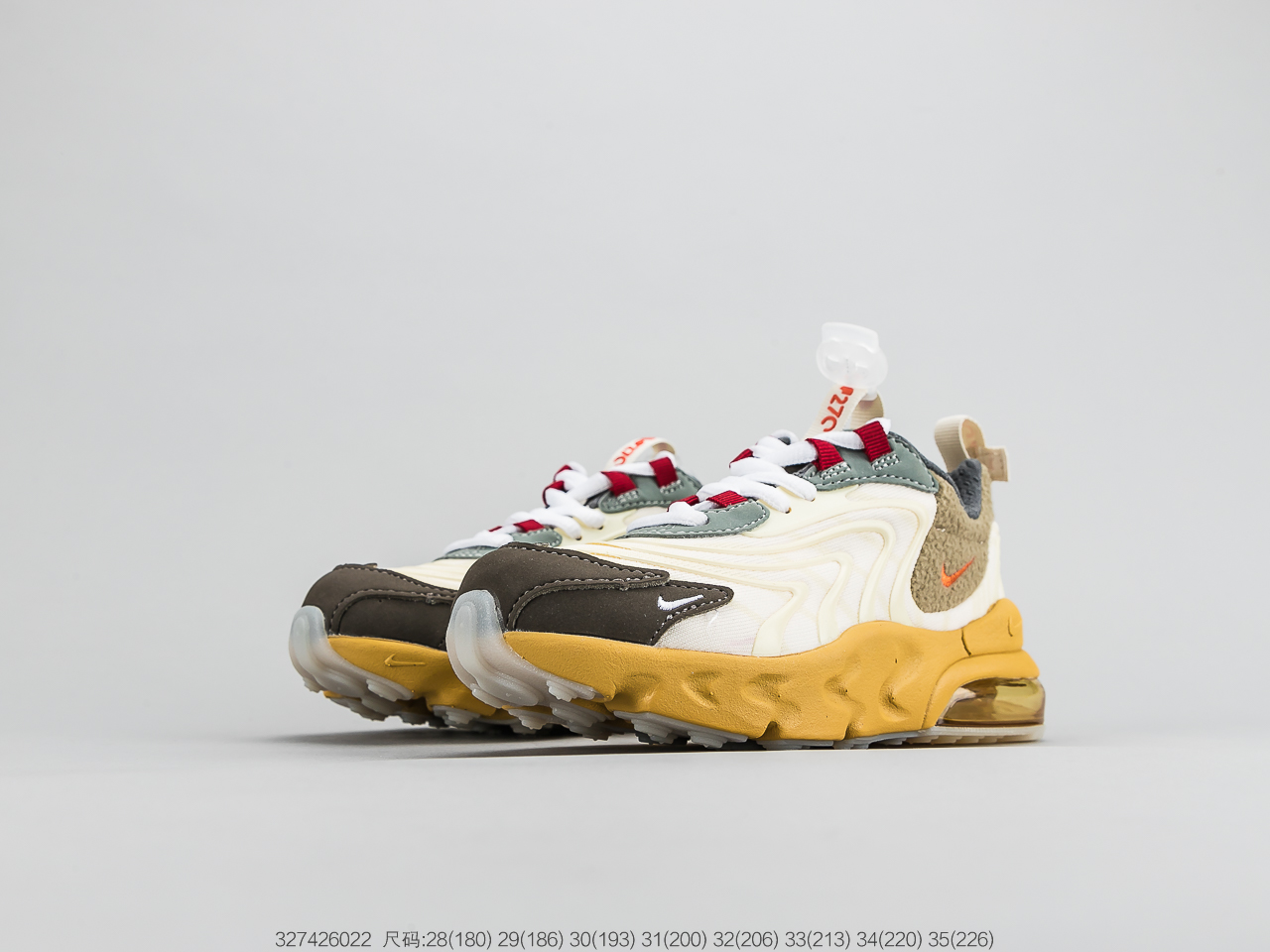 120童鞋 耐克Nike Air Max 270 React 气垫慢跑童鞋原盒配置