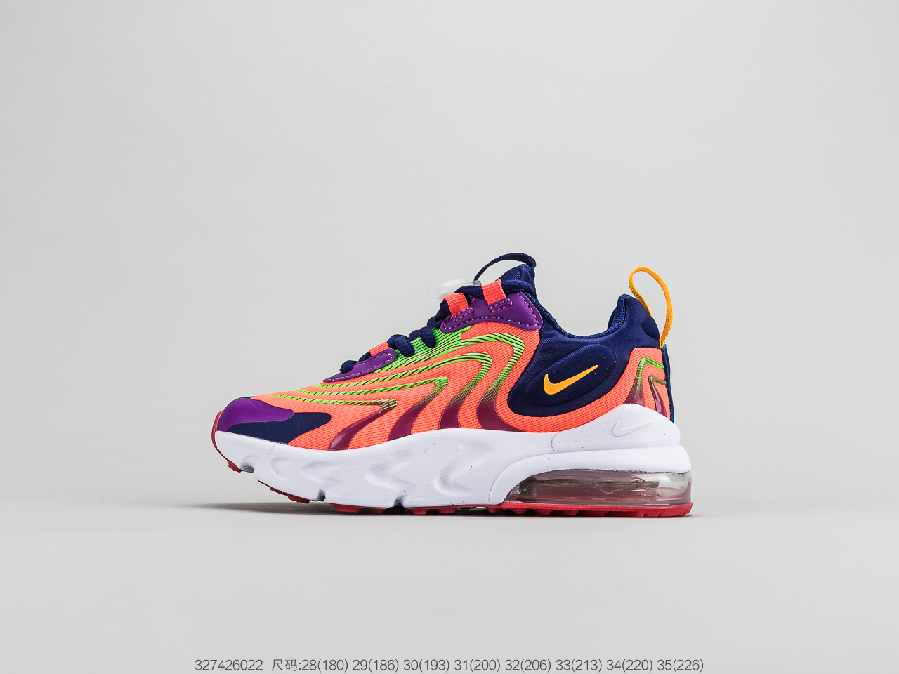 120童鞋 耐克Nike Air Max 270 React 气垫慢跑童鞋原盒配置