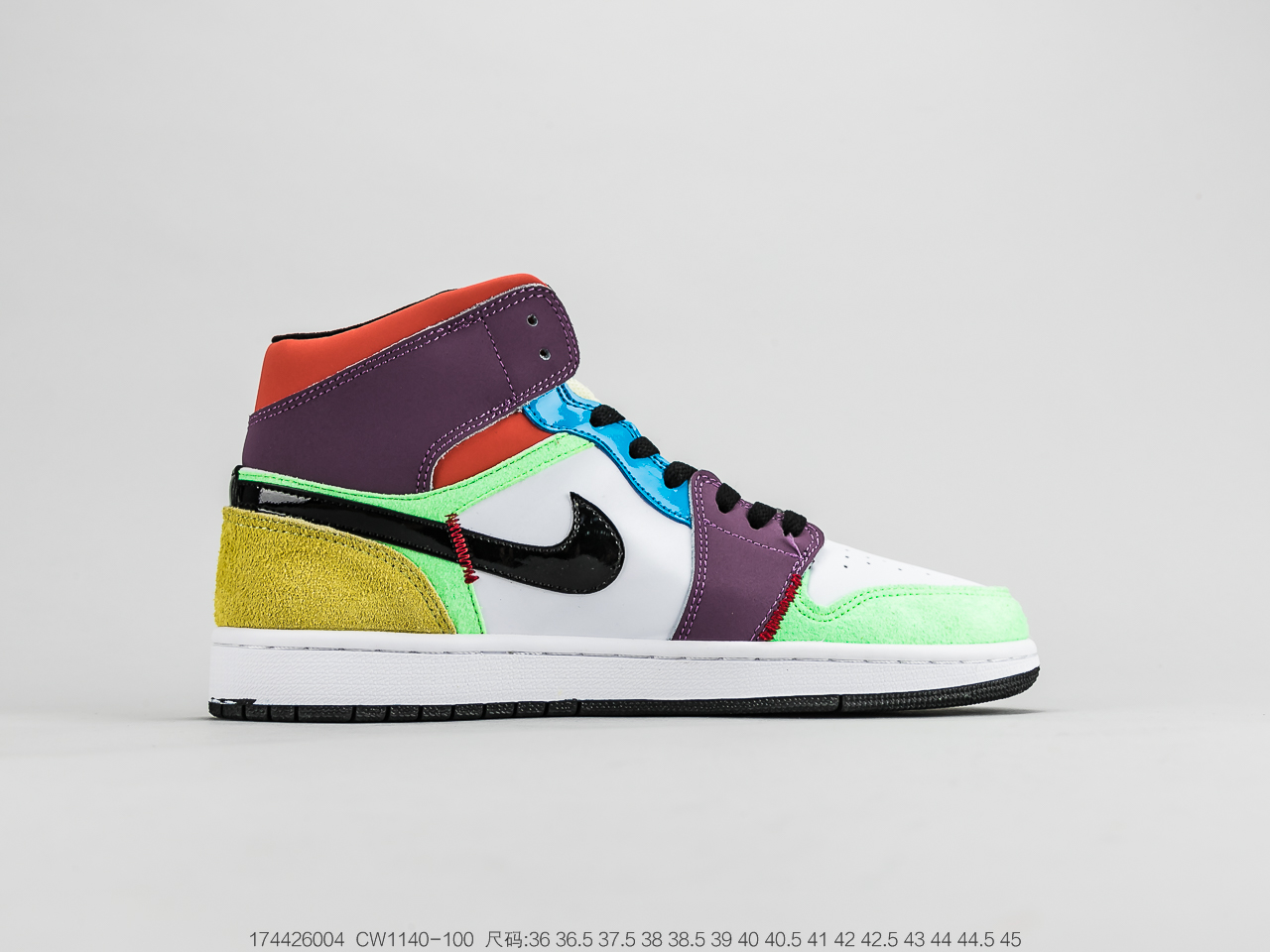 220 乔丹 Air Jordan 1 Mid GSMulticolorAJ1乔丹一代中帮经典复古文化休闲运动篮球鞋 CW1140-100