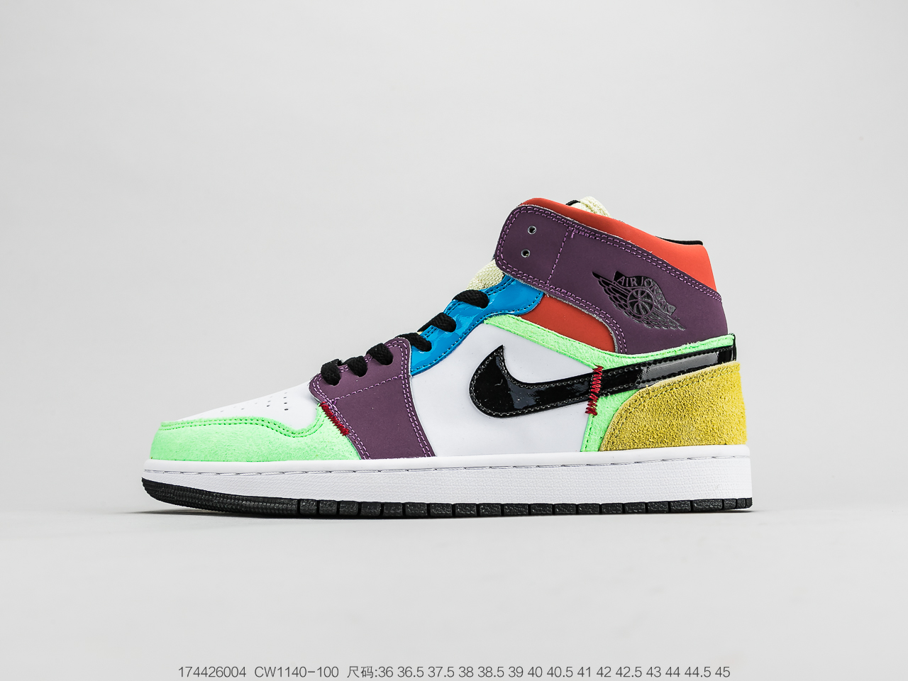 220 乔丹 Air Jordan 1 Mid GSMulticolorAJ1乔丹一代中帮经典复古文化休闲运动篮球鞋 CW1140-100