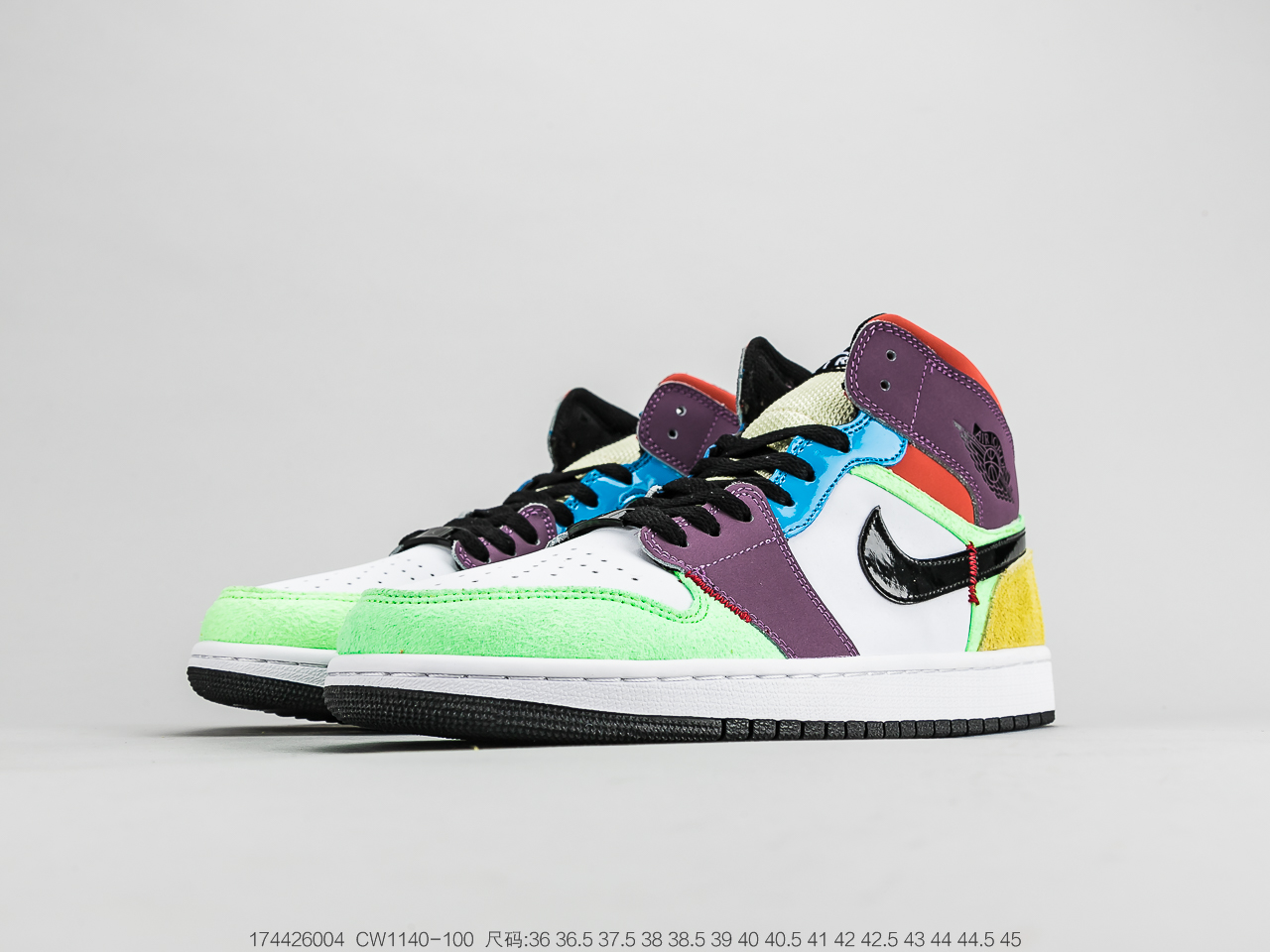 220 乔丹 Air Jordan 1 Mid GSMulticolorAJ1乔丹一代中帮经典复古文化休闲运动篮球鞋 CW1140-100