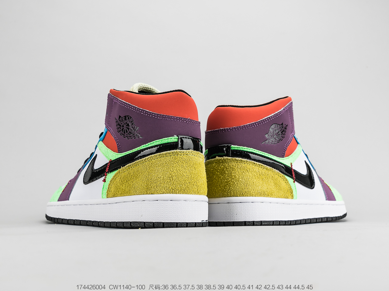 220 乔丹 Air Jordan 1 Mid GSMulticolorAJ1乔丹一代中帮经典复古文化休闲运动篮球鞋 CW1140-100