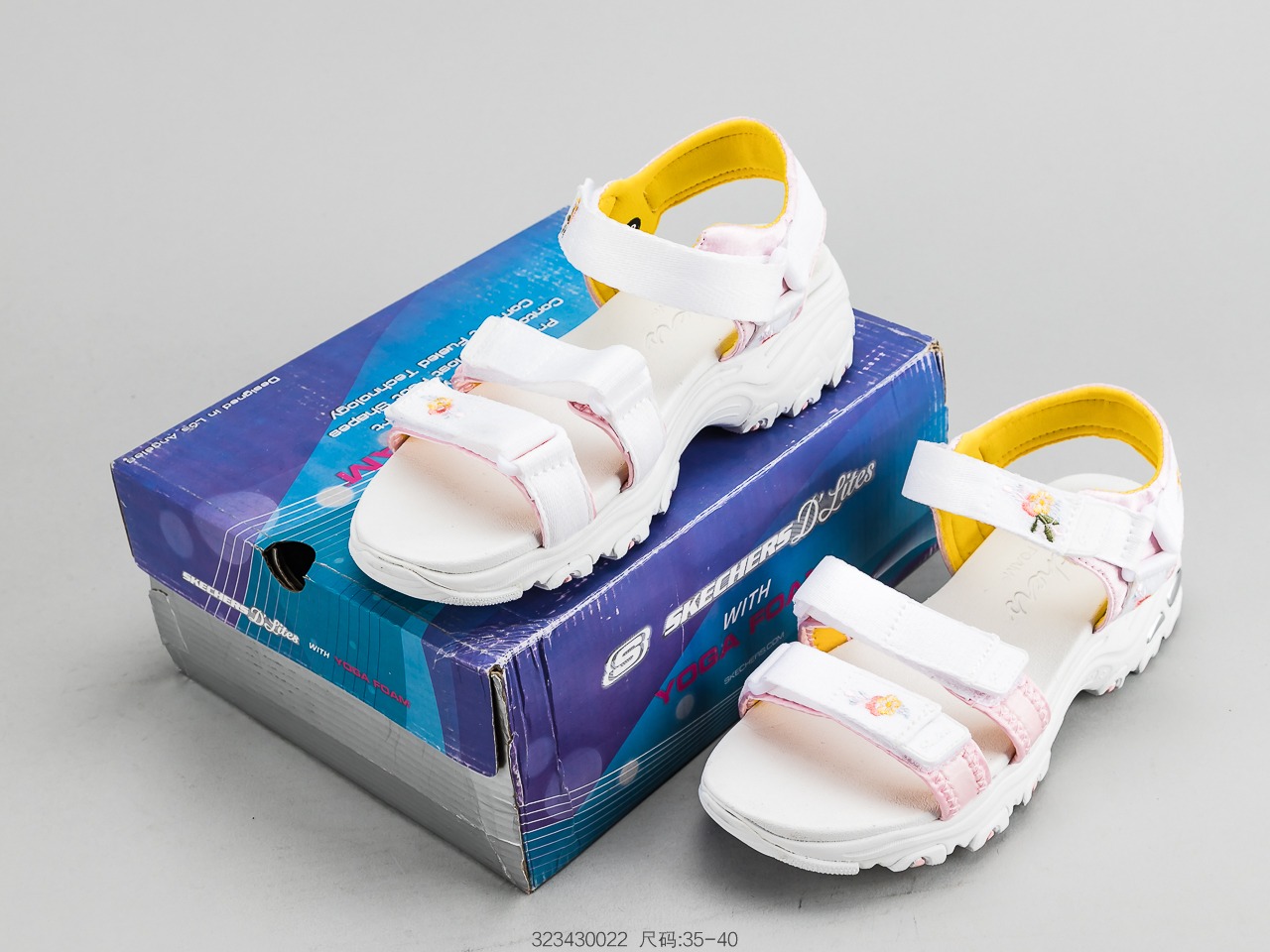 120 SKECHERS斯凯奇 凉鞋女鞋熊猫鞋绣花厚底松糕休闲沙滩鞋