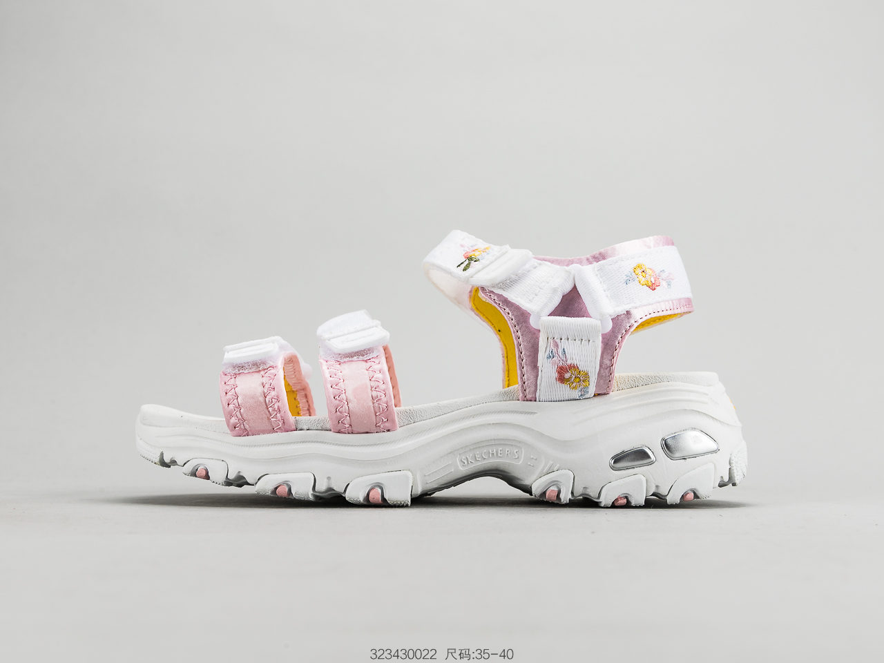 120 SKECHERS斯凯奇 凉鞋女鞋熊猫鞋绣花厚底松糕休闲沙滩鞋