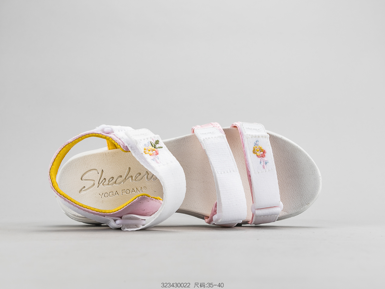 120 SKECHERS斯凯奇 凉鞋女鞋熊猫鞋绣花厚底松糕休闲沙滩鞋