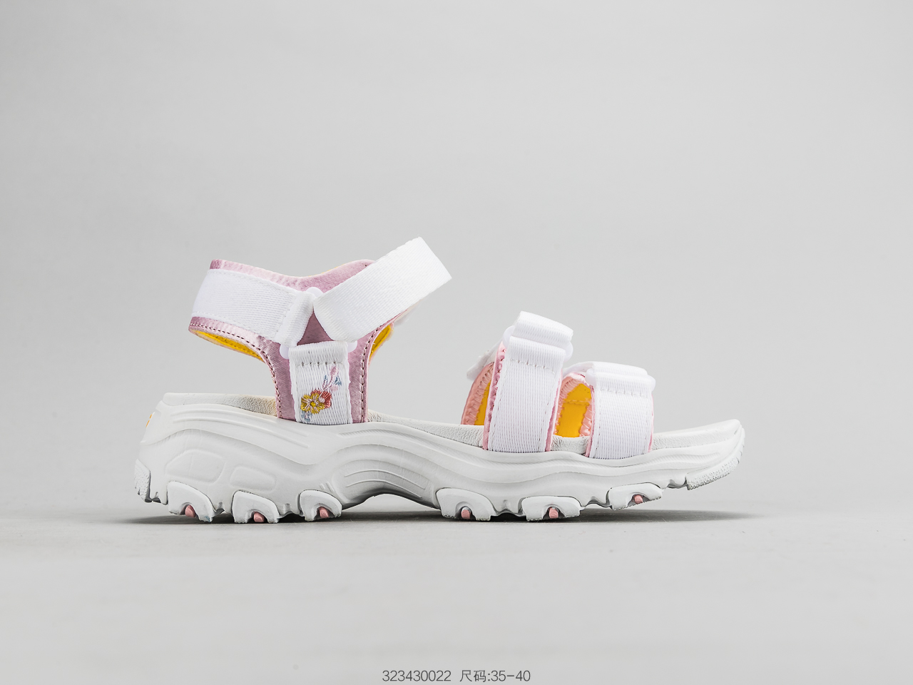 120 SKECHERS斯凯奇 凉鞋女鞋熊猫鞋绣花厚底松糕休闲沙滩鞋
