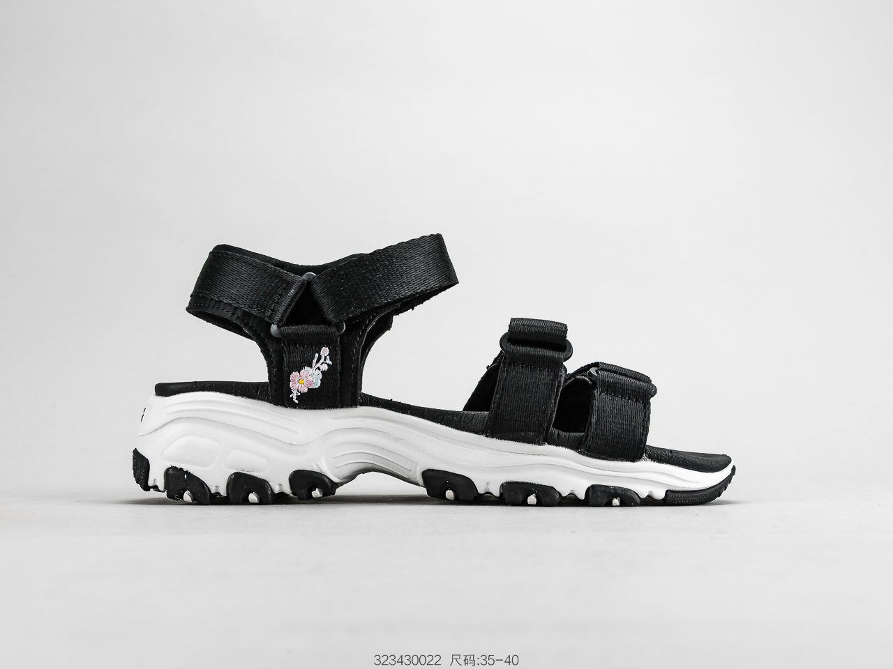 120 SKECHERS斯凯奇 凉鞋女鞋熊猫鞋绣花厚底松糕休闲沙滩鞋