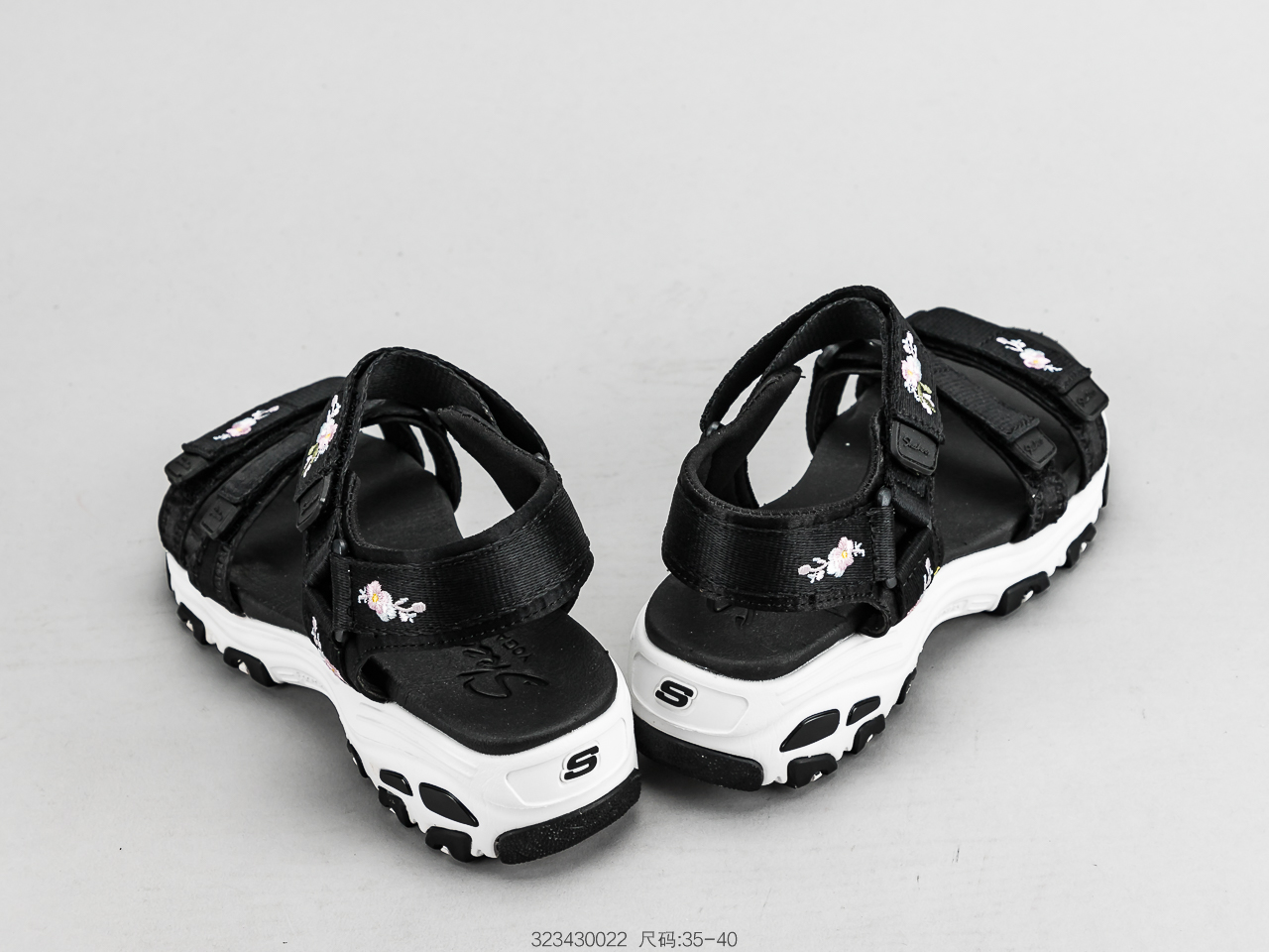 120 SKECHERS斯凯奇 凉鞋女鞋熊猫鞋绣花厚底松糕休闲沙滩鞋