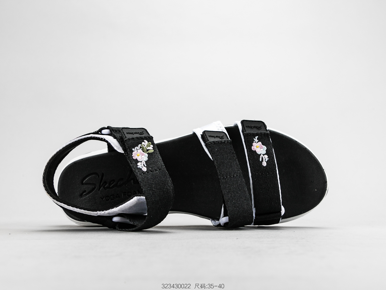 120 SKECHERS斯凯奇 凉鞋女鞋熊猫鞋绣花厚底松糕休闲沙滩鞋