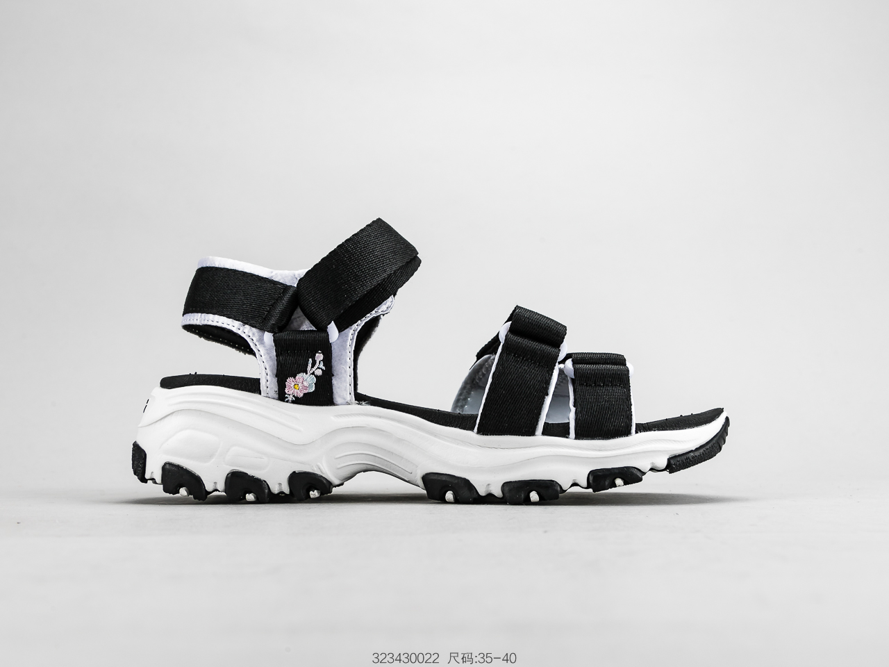 120 SKECHERS斯凯奇 凉鞋女鞋熊猫鞋绣花厚底松糕休闲沙滩鞋