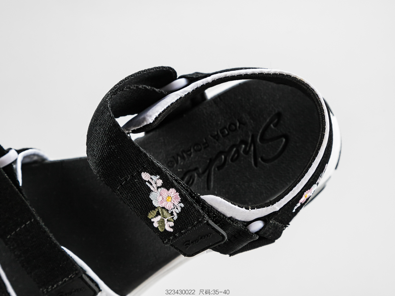 120 SKECHERS斯凯奇 凉鞋女鞋熊猫鞋绣花厚底松糕休闲沙滩鞋