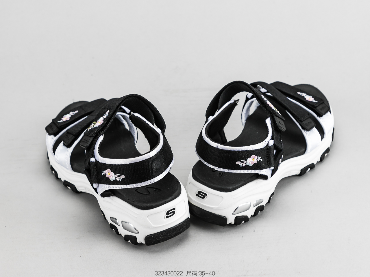 120 SKECHERS斯凯奇 凉鞋女鞋熊猫鞋绣花厚底松糕休闲沙滩鞋
