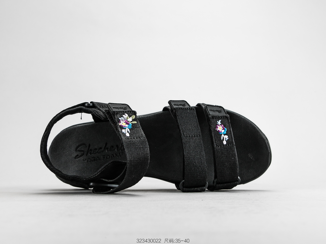 120 SKECHERS斯凯奇 凉鞋女鞋熊猫鞋绣花厚底松糕休闲沙滩鞋