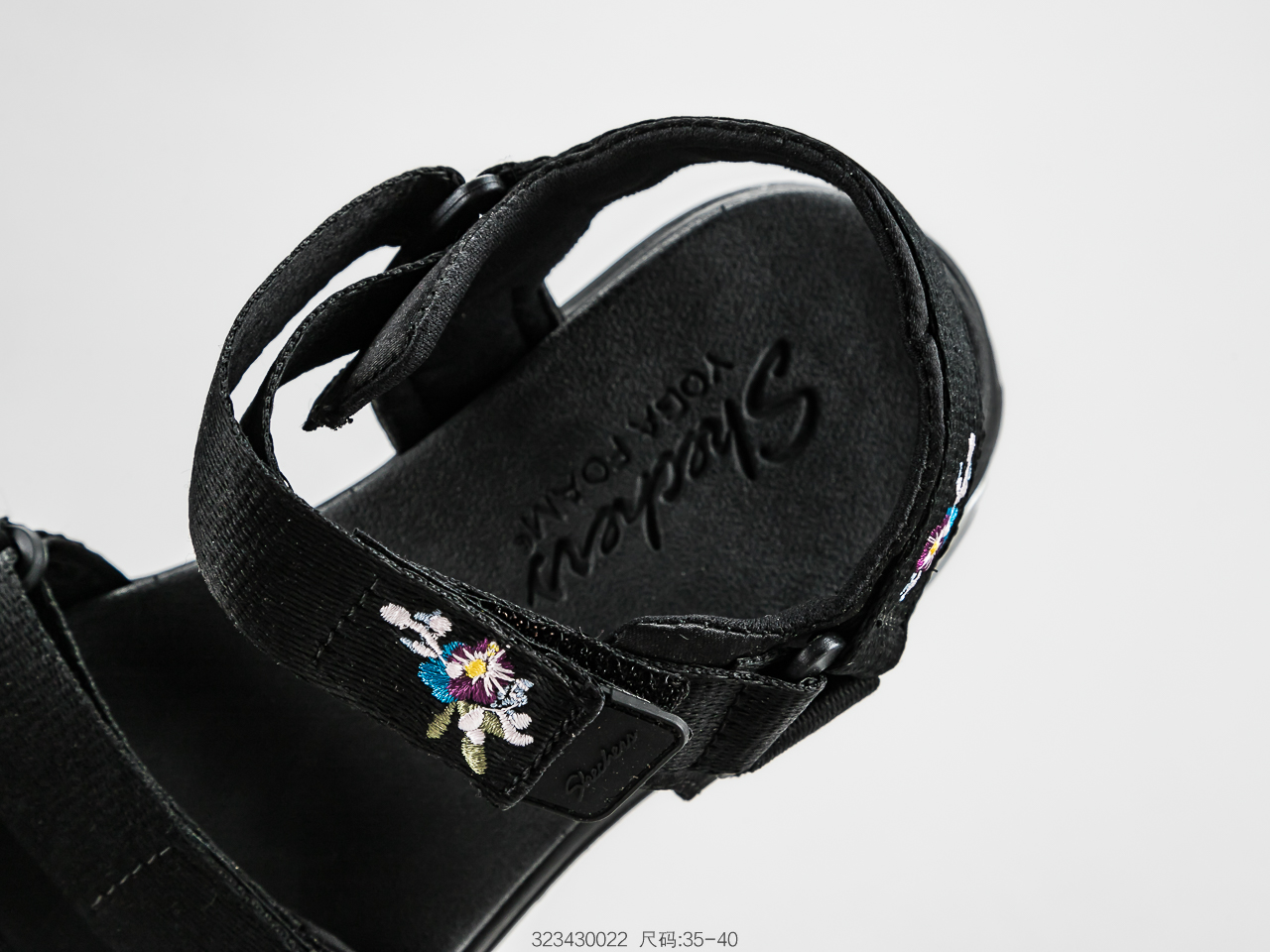 120 SKECHERS斯凯奇 凉鞋女鞋熊猫鞋绣花厚底松糕休闲沙滩鞋