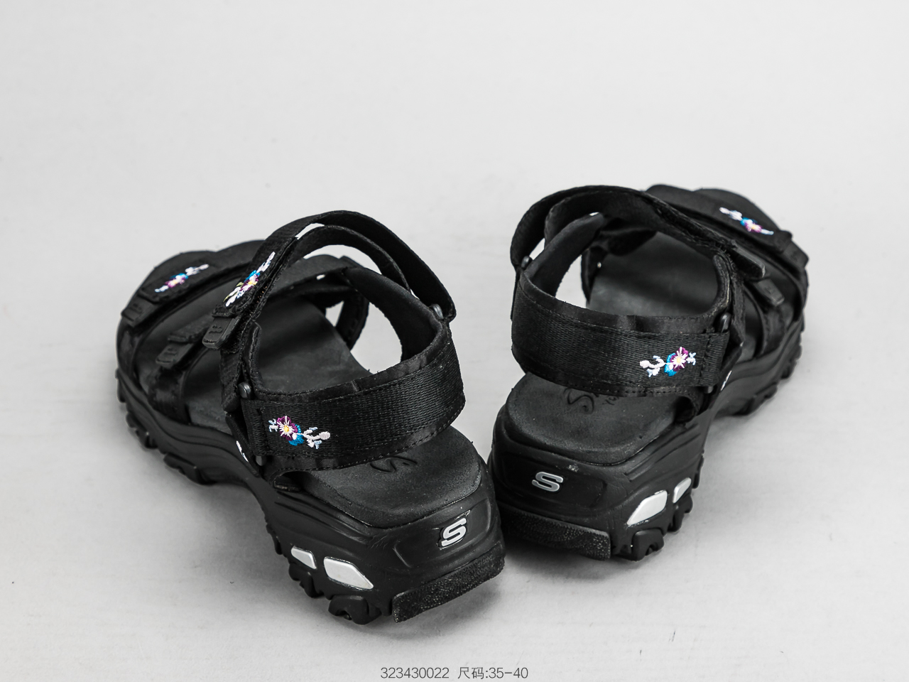 120 SKECHERS斯凯奇 凉鞋女鞋熊猫鞋绣花厚底松糕休闲沙滩鞋