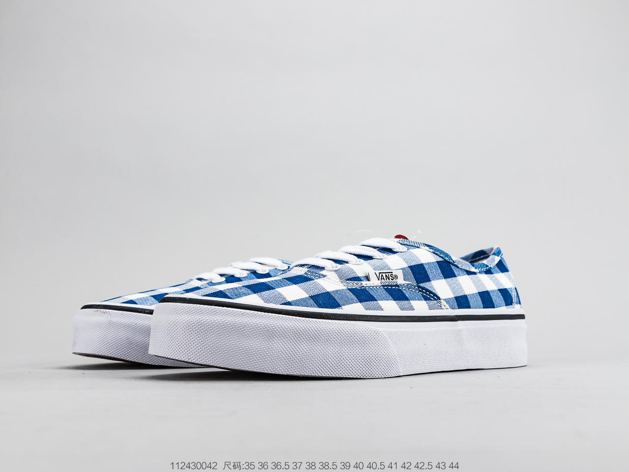 130 万斯 Vans Gingham Authentic  经典蓝色棋盘格子滑板鞋 原厂硫化大底