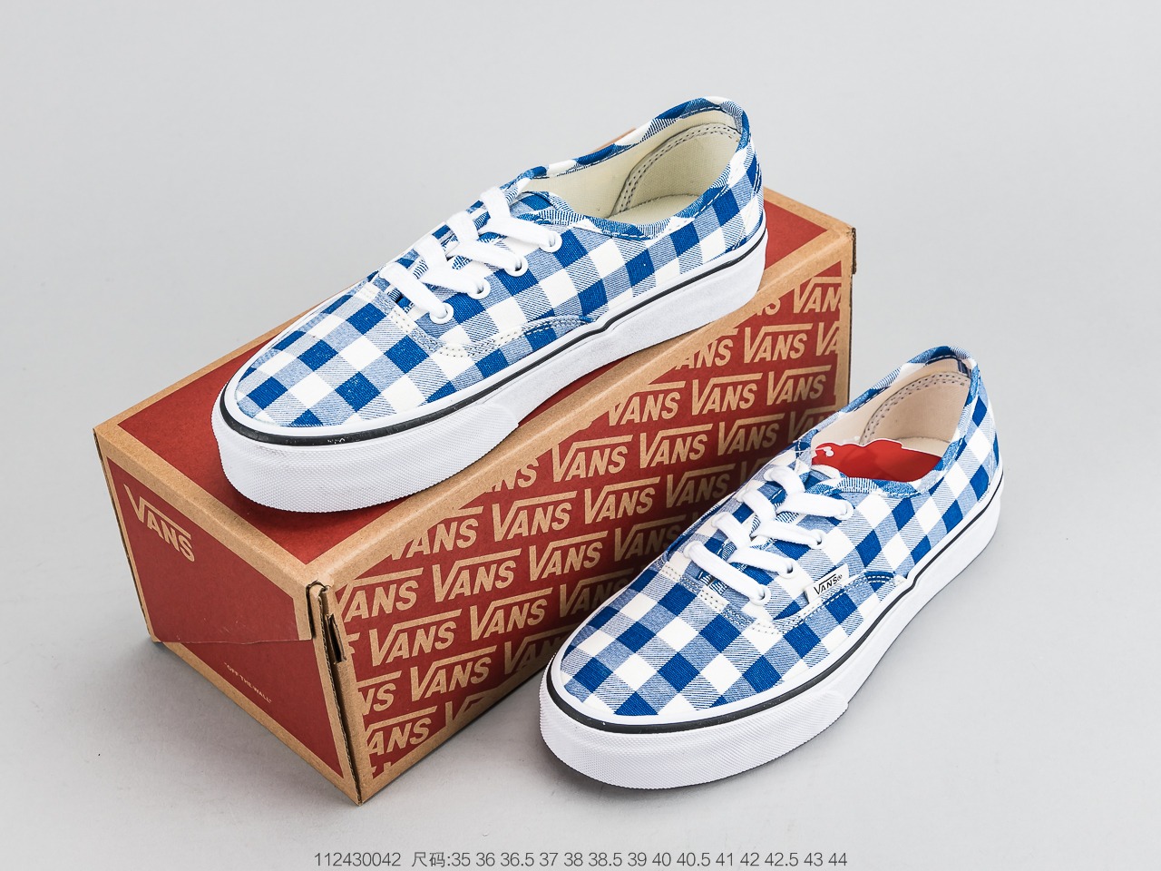 130 万斯 Vans Gingham Authentic  经典蓝色棋盘格子滑板鞋 原厂硫化大底