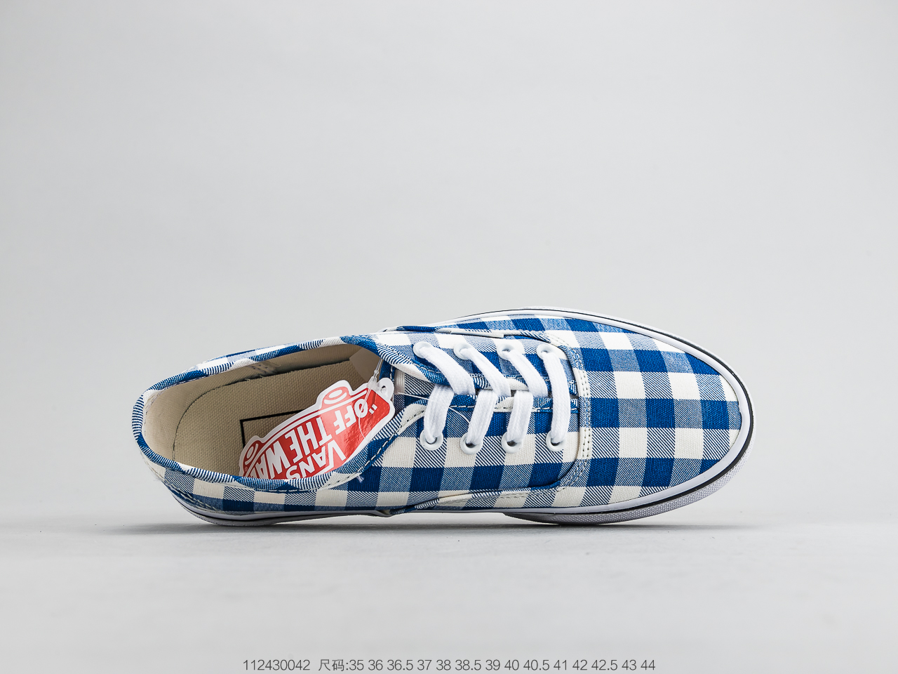 130 万斯 Vans Gingham Authentic  经典蓝色棋盘格子滑板鞋 原厂硫化大底