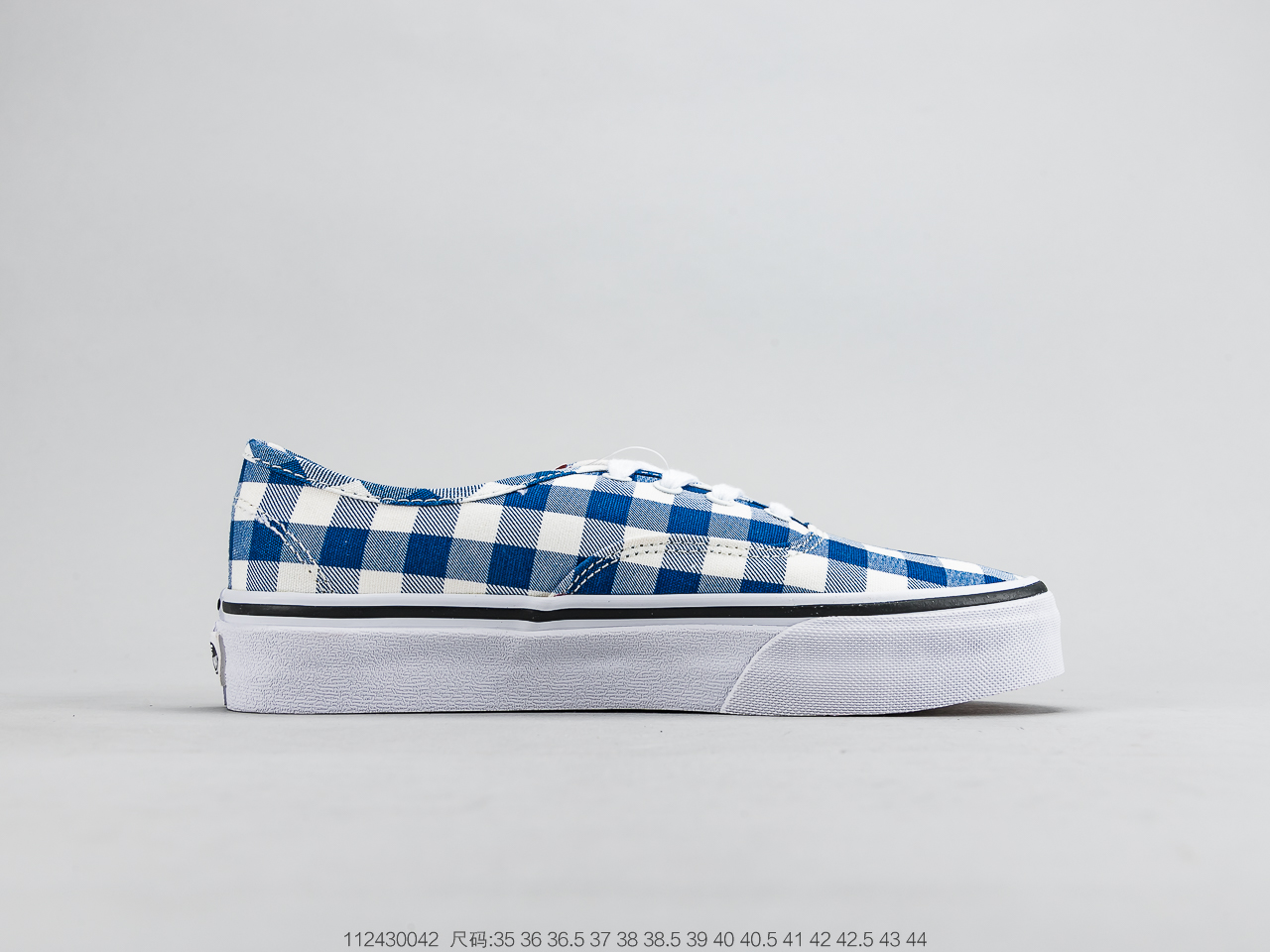 130 万斯 Vans Gingham Authentic  经典蓝色棋盘格子滑板鞋 原厂硫化大底