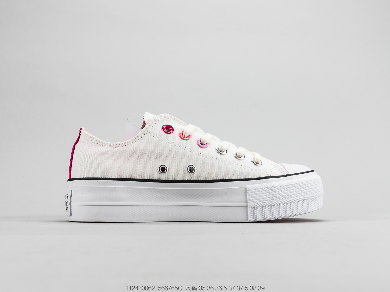 140   厚底糕松 鞋 Converse 匡女威 鞋All Star Lift OX 樱花厚底帆布休板闲