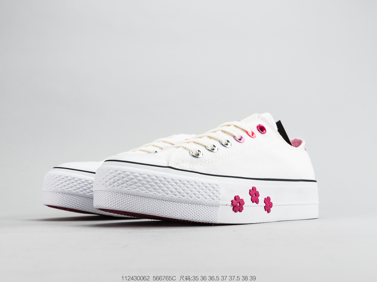 140   厚底糕松 鞋 Converse 匡女威 鞋All Star Lift OX 樱花厚底帆布休板闲