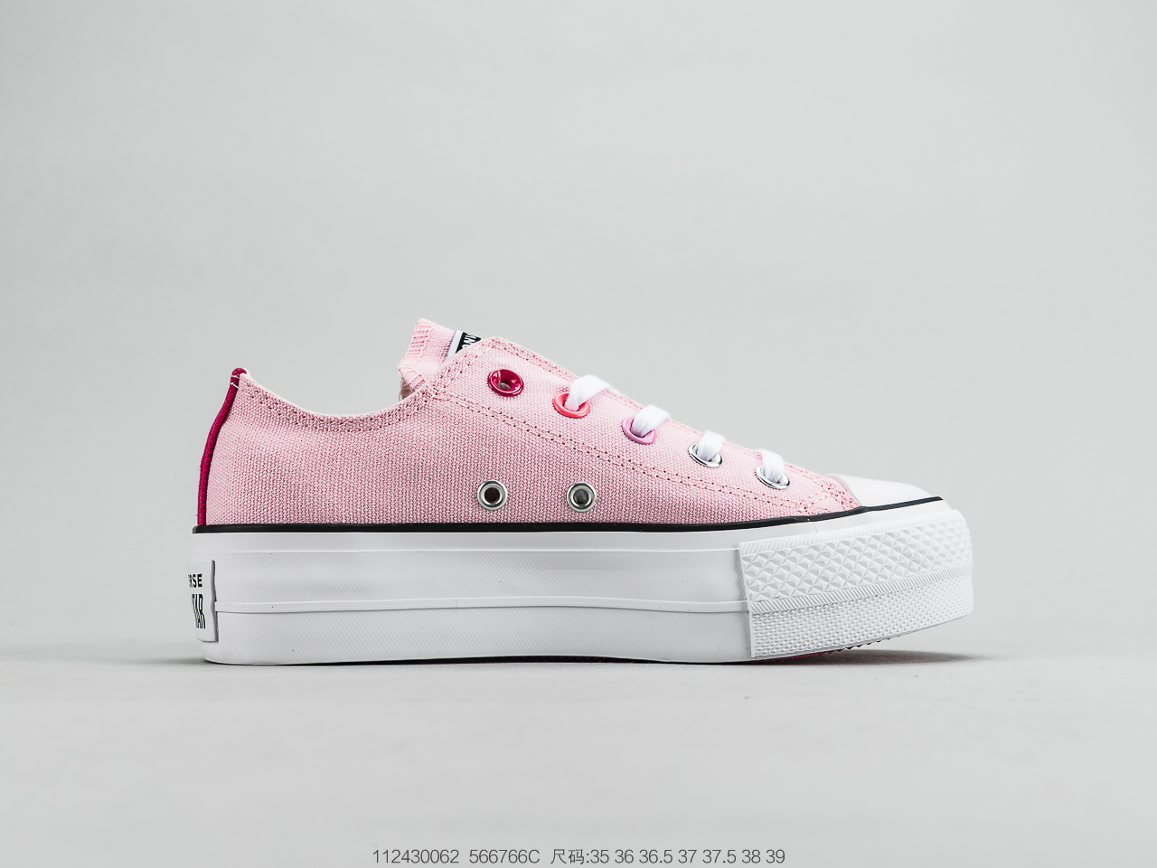 140 厚底糕松 鞋 Converse 匡女威 鞋All Star Lift OX 樱花厚底帆布休板闲