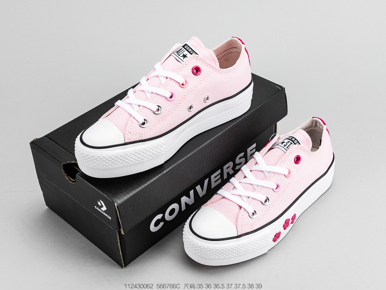 140 厚底糕松 鞋 Converse 匡女威 鞋All Star Lift OX 樱花厚底帆布休板闲