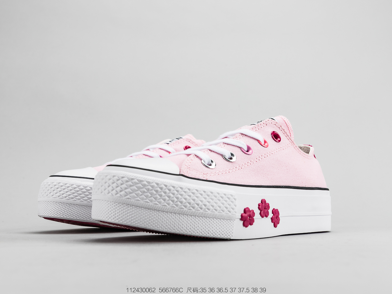 140 厚底糕松 鞋 Converse 匡女威 鞋All Star Lift OX 樱花厚底帆布休板闲