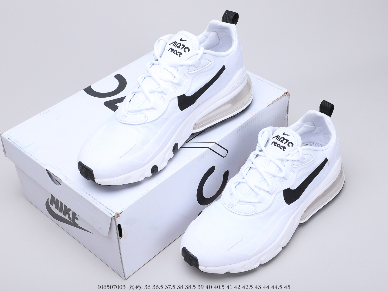 160 耐克NIKE AIR MAX 270 React 半掌气垫跑步鞋 货号：CI3899-101