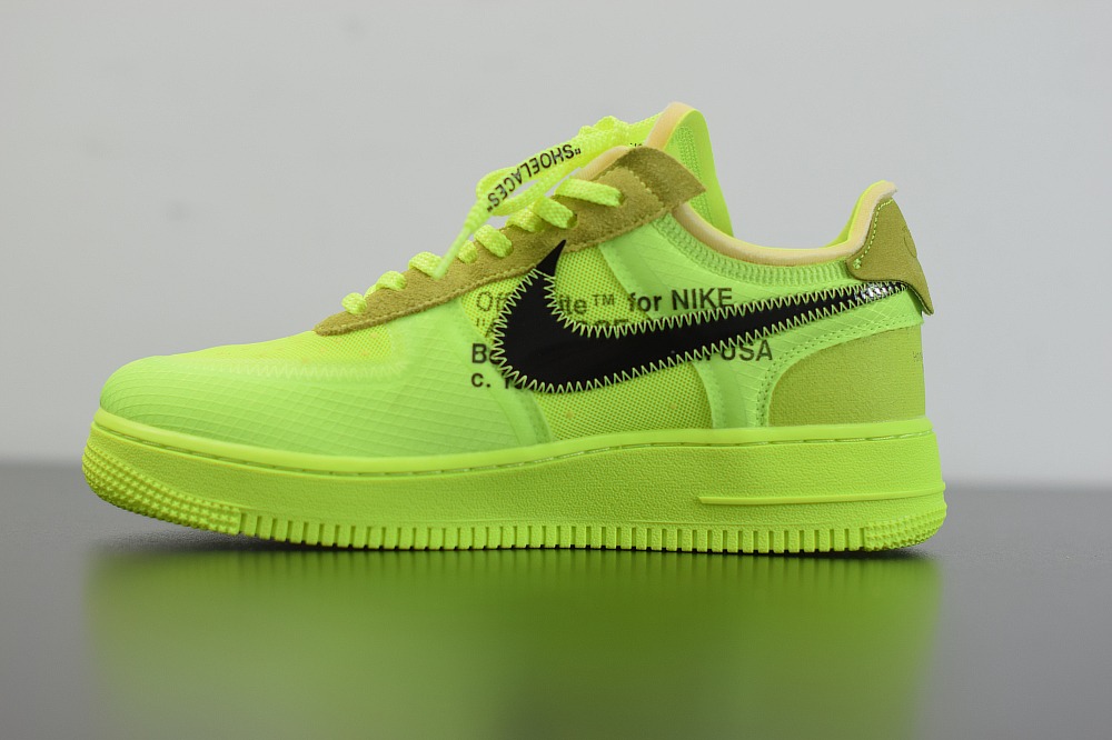 纯原400 D05Y5 Off-White x Nike Air Force 1 Low "空军OW荧光绿，进口原装网纱 鞋面工整无皱褶，正确原厂高频及Swoosh材质 ，原厂鞋垫+背胶，市面最强版本 专供高端客户，上…