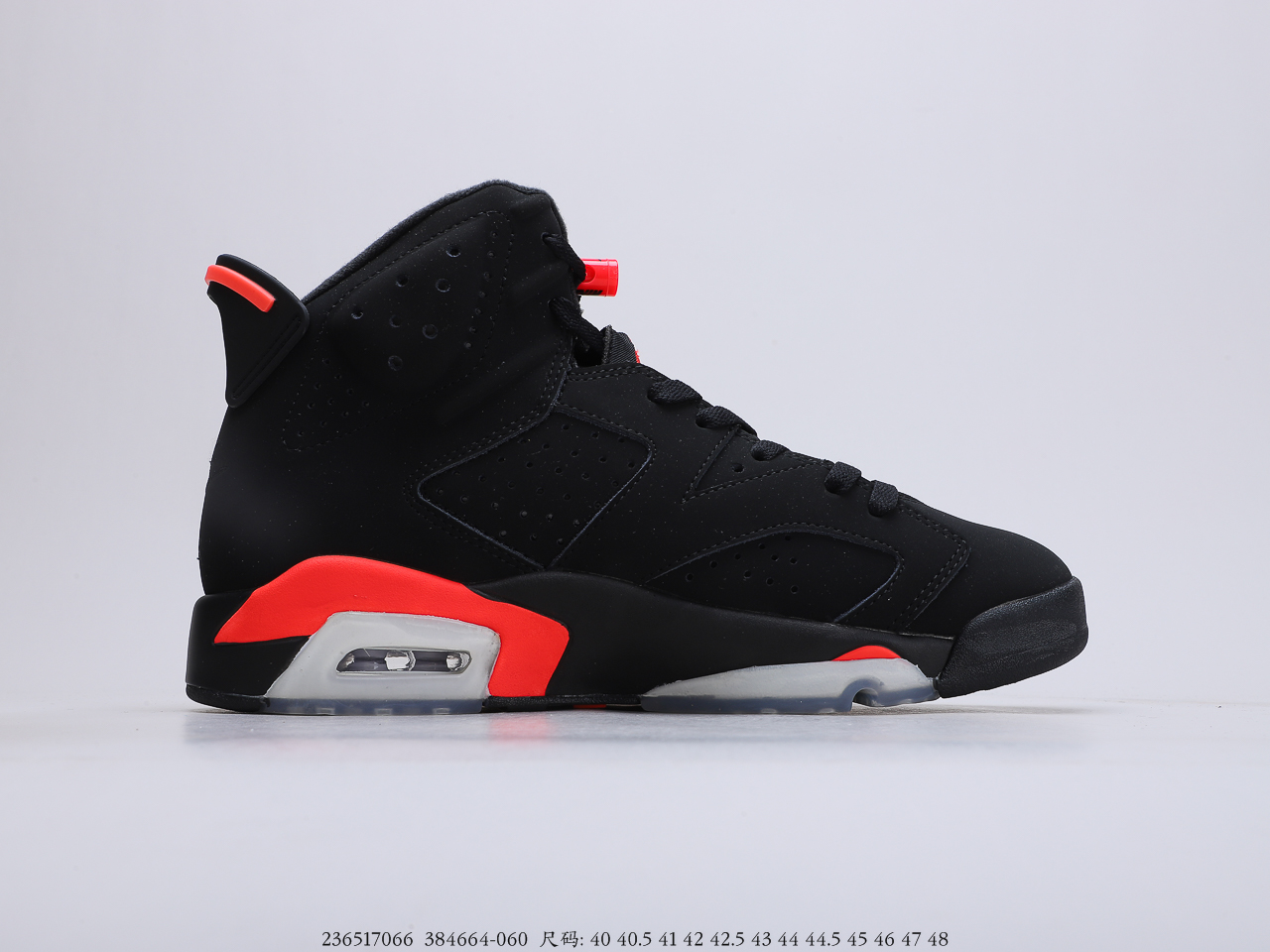 340 乔丹Air Jordan 6 Retro 黑红  货号：384664-060