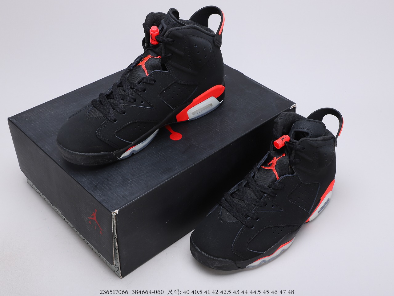 340 乔丹Air Jordan 6 Retro 黑红  货号：384664-060