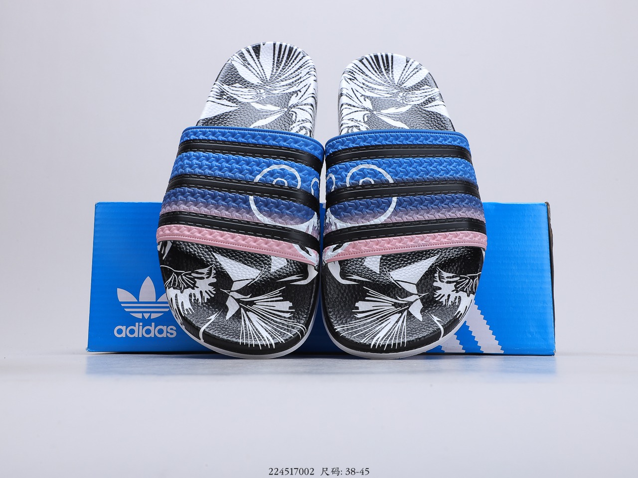 110 阿迪达斯Adidas Original Adilette 条纹系列个性涂鸦拖鞋