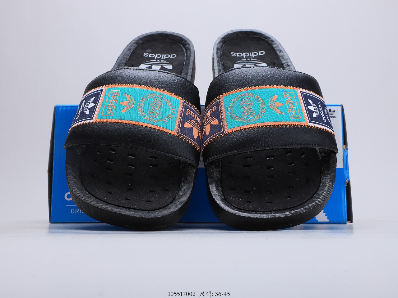 110 阿迪达斯Adidas Original Adilette 条纹系列个性涂鸦拖鞋