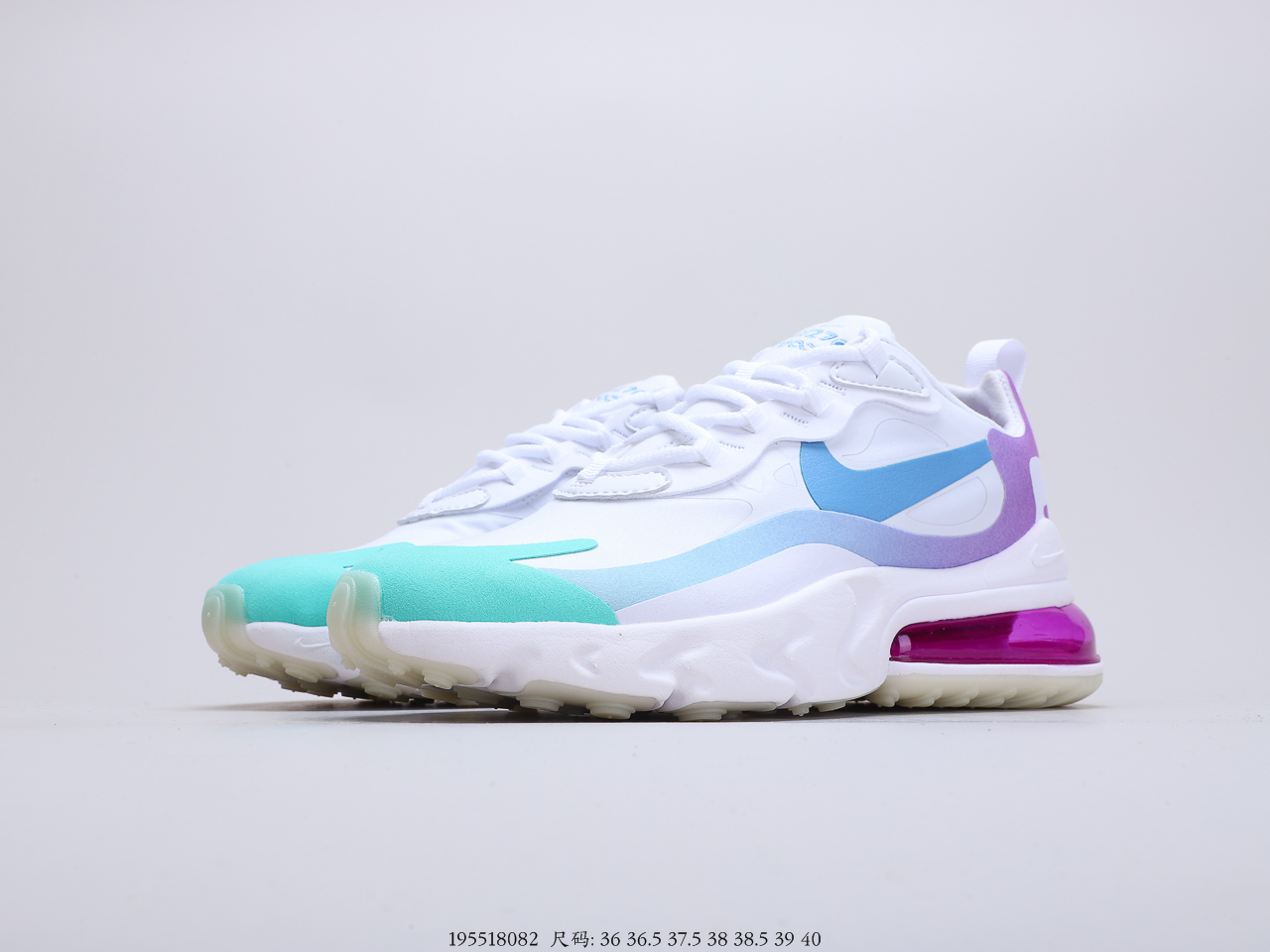 150 耐克Nike WMNS Air Max 270 React White Blue Yellow 270瑞亚赛系车列后半掌气垫百搭运慢动跑鞋 货号：CQ4805