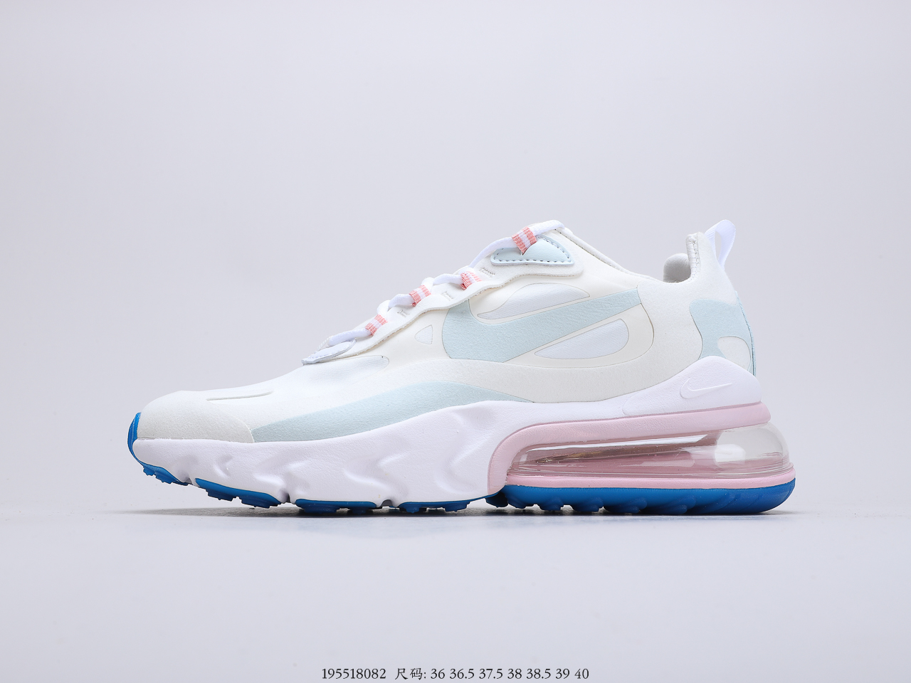 150 耐克Nike WMNS Air Max 270 React White Blue Yellow 270瑞亚赛系车列后半掌气垫百搭运慢动跑鞋