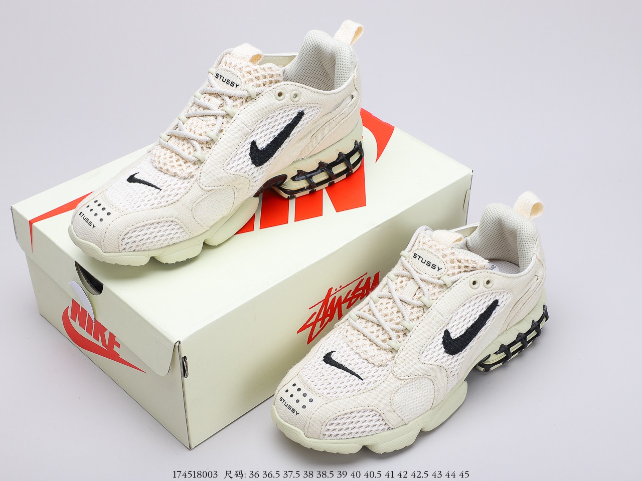 160耐克 美国元祖街头潮牌Stussy x Nike Air Zoom Spiridon Caged 2斯皮里东牢笼2代系列复古休闲运动慢跑鞋货号：CU1854-200