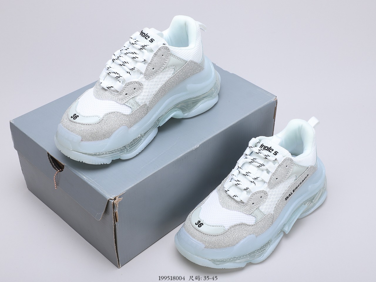 210 巴黎世家 Balenciaga Triple S 三代气垫厚底老爹鞋  可视透明水晶气垫