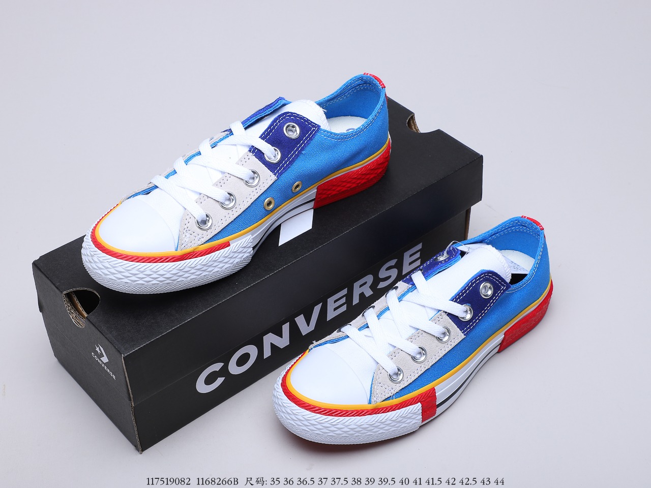 150 Converse All Star解构拼接撞色低帮休闲板鞋 货号：168266B