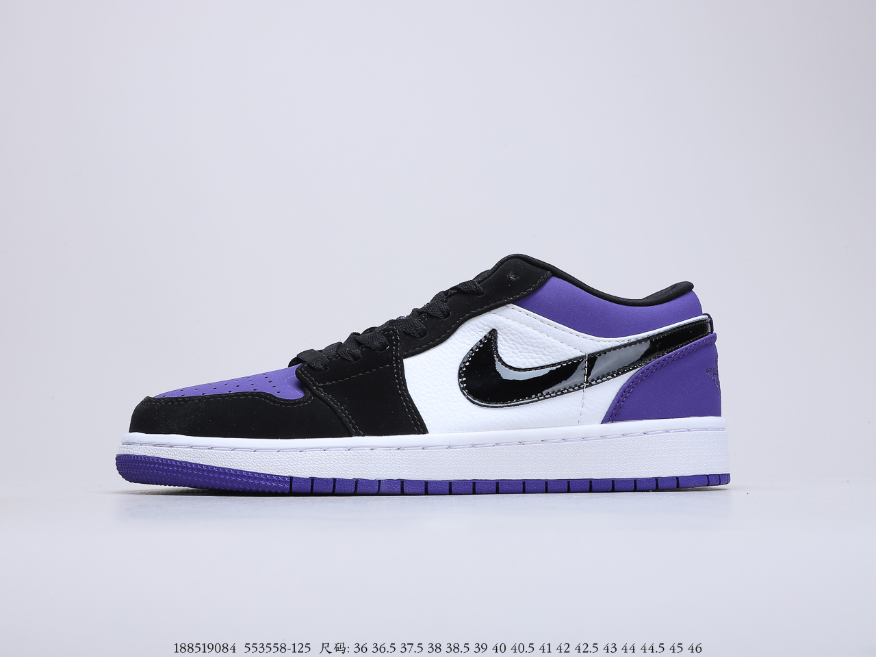 250公司级 乔丹Air Jordan 1 Low Court Purple 黑紫脚趾 吴亦凡同款 AJ1 乔1 低帮潮流缓震运动休闲板鞋货号553558-125
