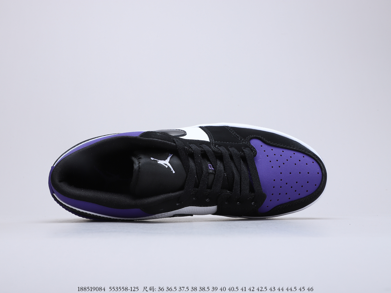 250公司级 乔丹Air Jordan 1 Low Court Purple 黑紫脚趾 吴亦凡同款 AJ1 乔1 低帮潮流缓震运动休闲板鞋货号553558-125