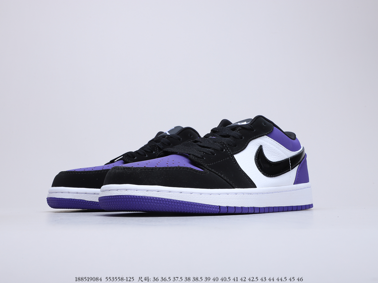 250公司级 乔丹Air Jordan 1 Low Court Purple 黑紫脚趾 吴亦凡同款 AJ1 乔1 低帮潮流缓震运动休闲板鞋货号553558-125
