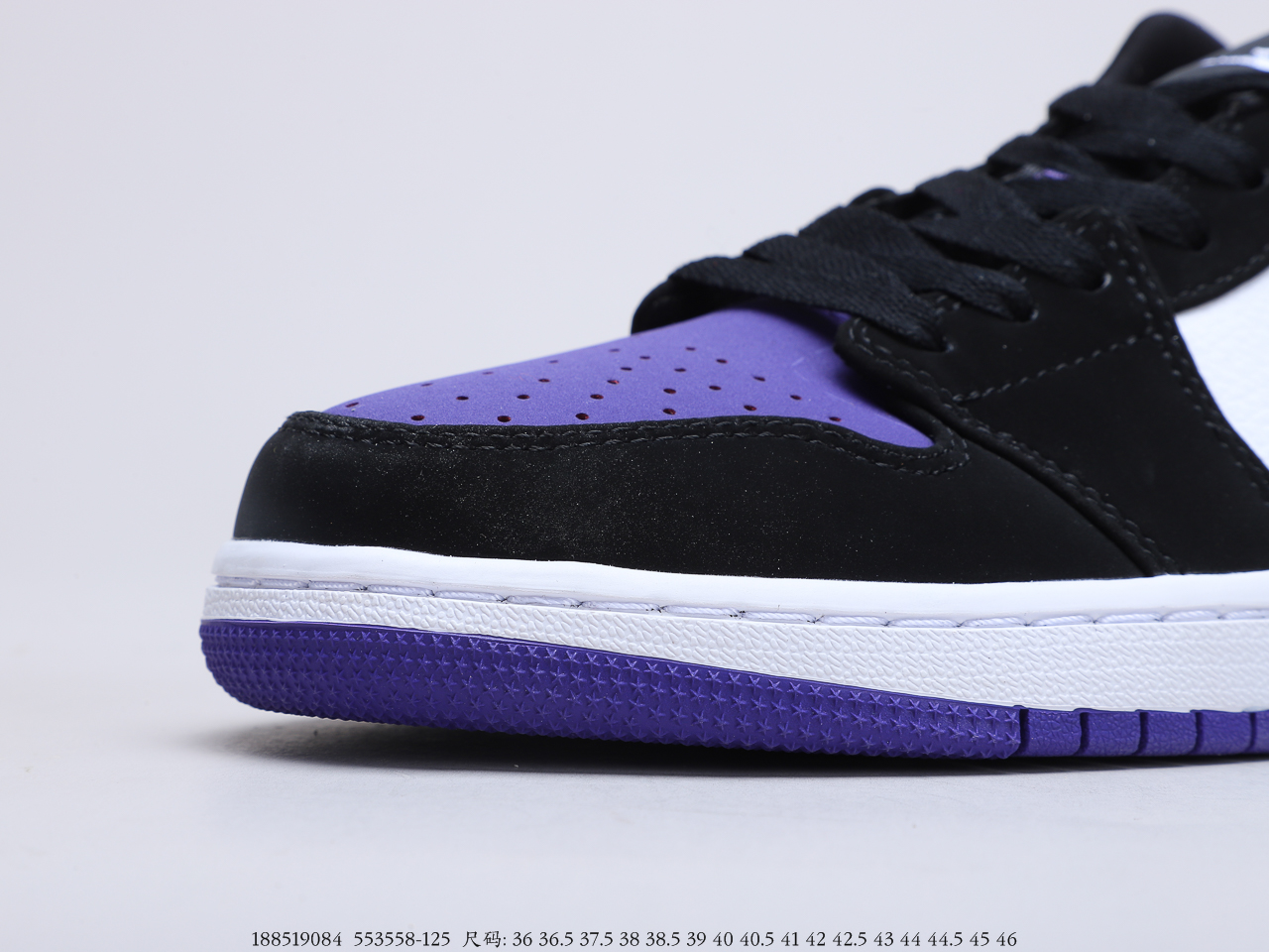 250公司级 乔丹Air Jordan 1 Low Court Purple 黑紫脚趾 吴亦凡同款 AJ1 乔1 低帮潮流缓震运动休闲板鞋货号553558-125