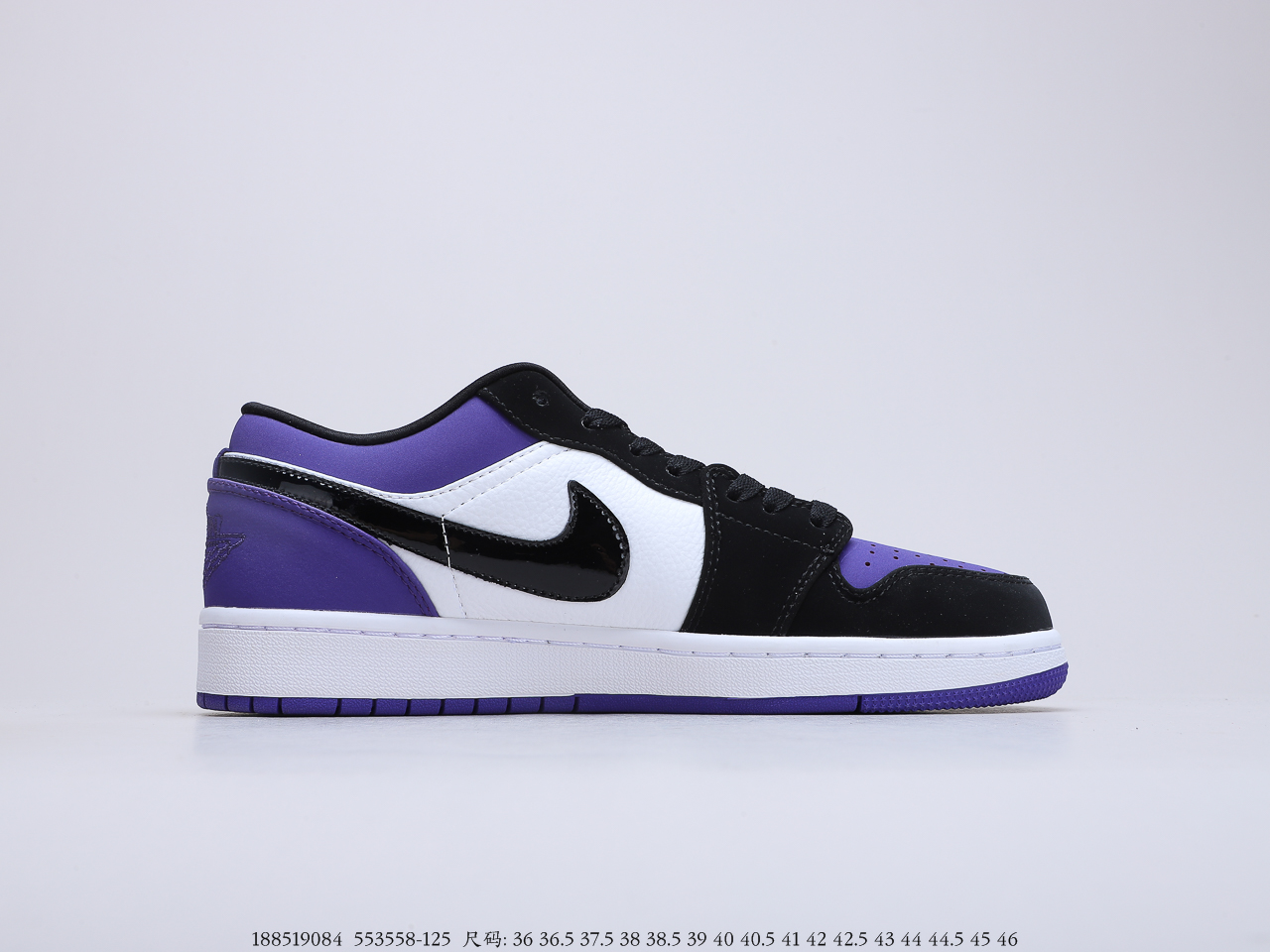 250公司级 乔丹Air Jordan 1 Low Court Purple 黑紫脚趾 吴亦凡同款 AJ1 乔1 低帮潮流缓震运动休闲板鞋货号553558-125