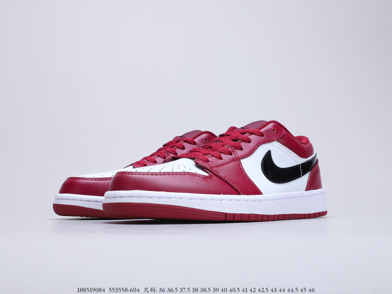 250公司级 乔丹Air Jordan 1 Low Court Purple 酒红脚趾 吴亦凡同款 AJ1 乔1 低帮潮流缓震运动休闲板鞋 553558-604