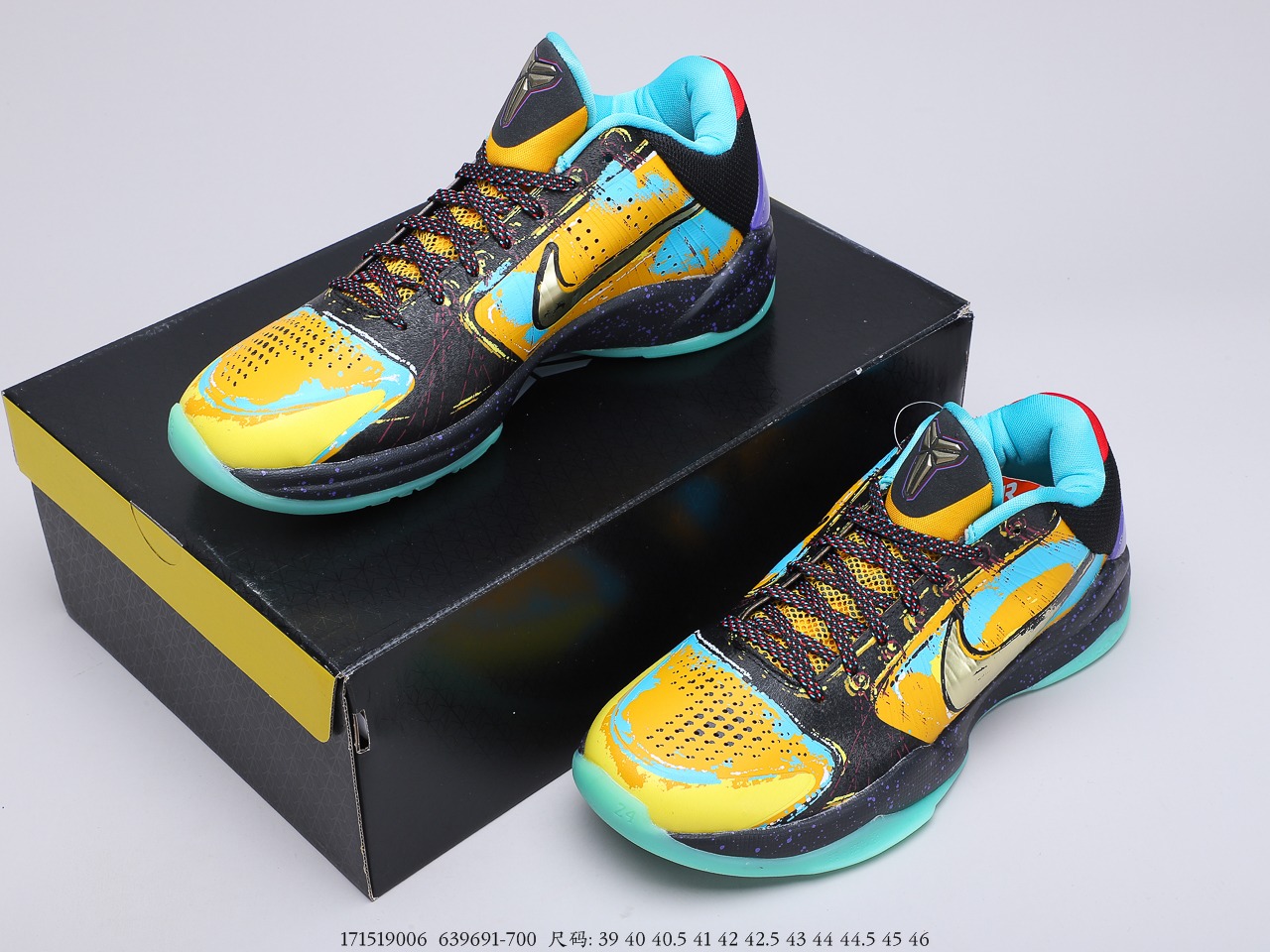 310 耐克Nike Zoom Kobe ZK5 Prelude“大师之路黑黄紫蓝涂鸦”科比5代复刻实战运动低帮文化篮球鞋 货号：639691-700