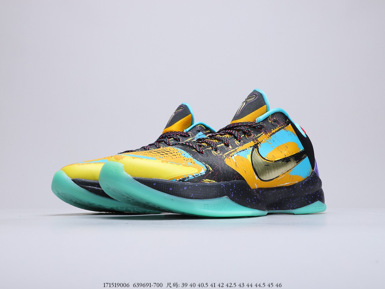 310 耐克Nike Zoom Kobe ZK5 Prelude“大师之路黑黄紫蓝涂鸦”科比5代复刻实战运动低帮文化篮球鞋 货号：639691-700