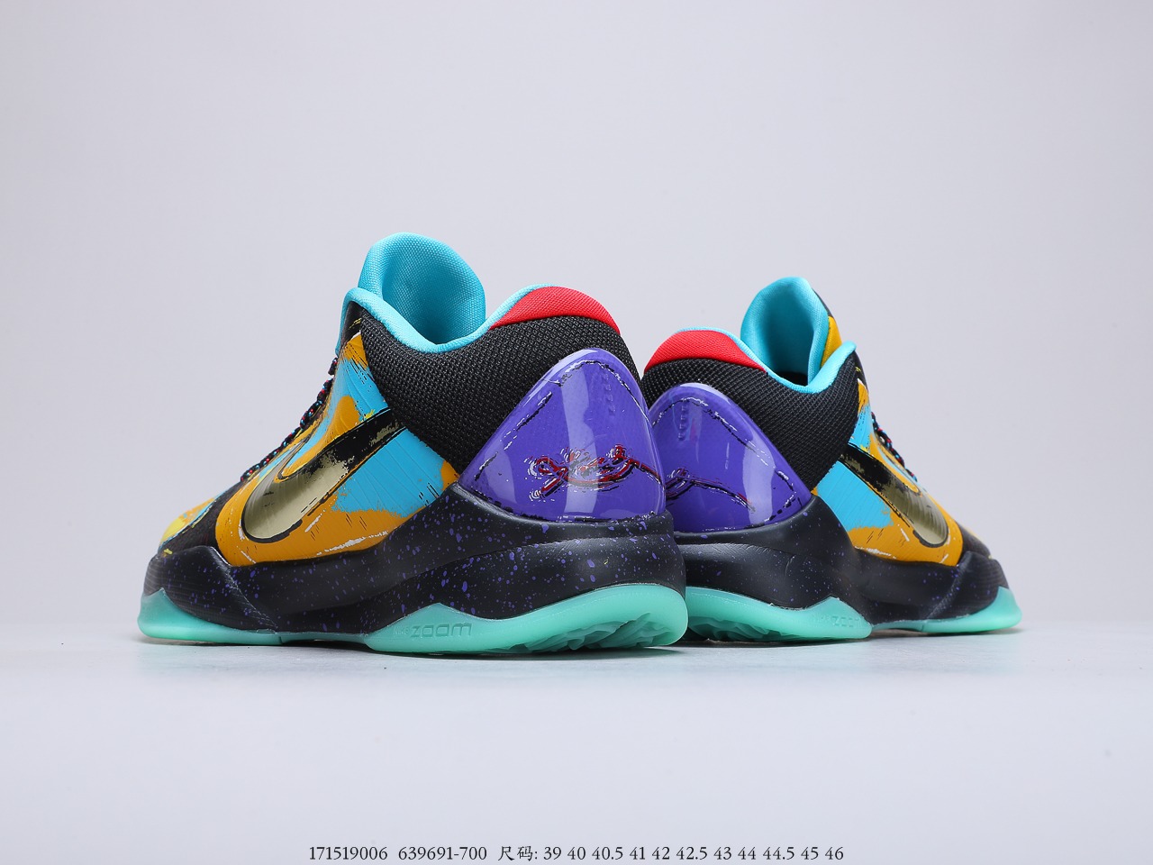 310 耐克Nike Zoom Kobe ZK5 Prelude“大师之路黑黄紫蓝涂鸦”科比5代复刻实战运动低帮文化篮球鞋 货号：639691-700