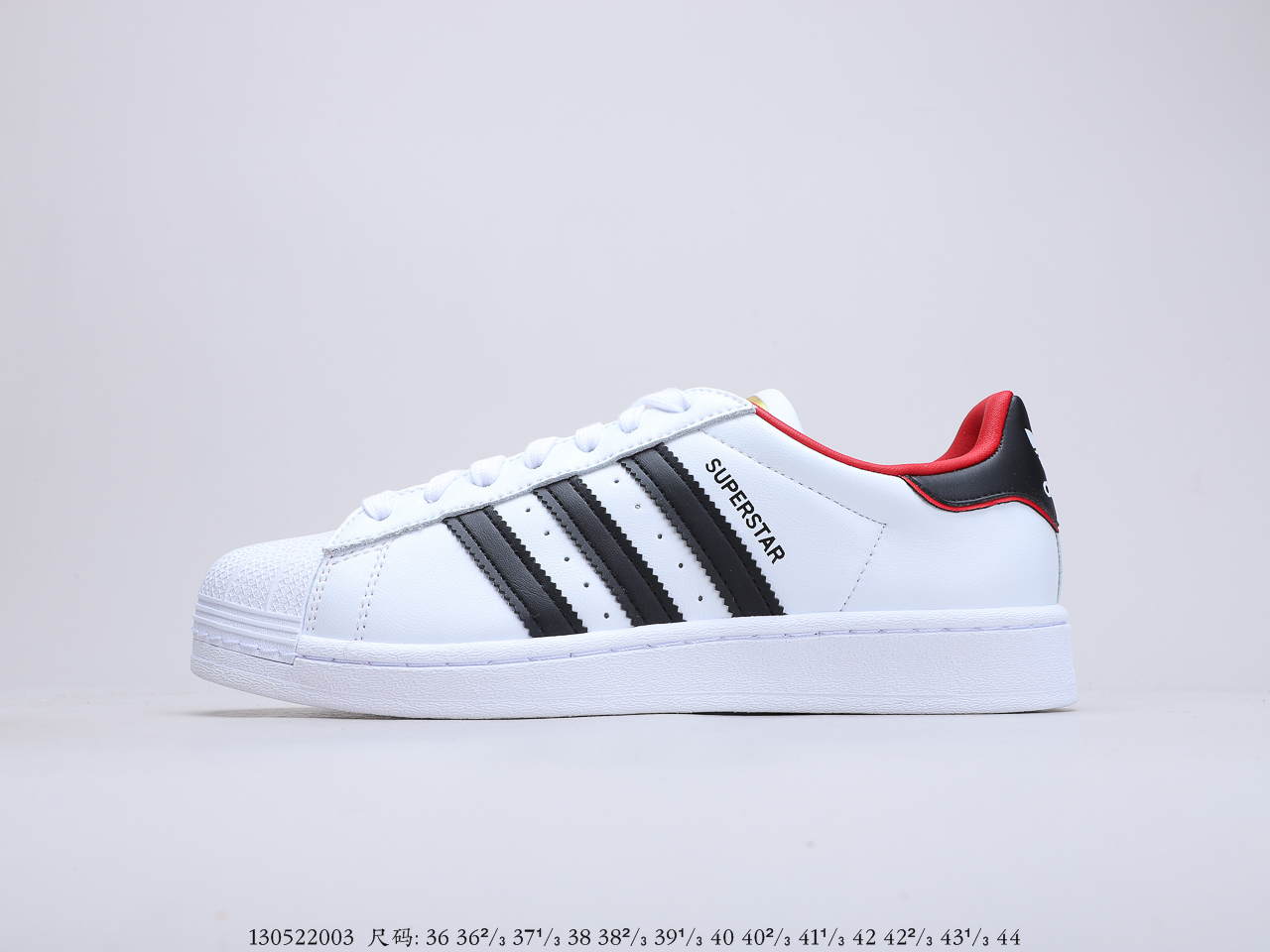 160 三叶草 Adidas Superstar 黑红刺绣 贝壳头经典百搭休闲运动板鞋 货号FW6384