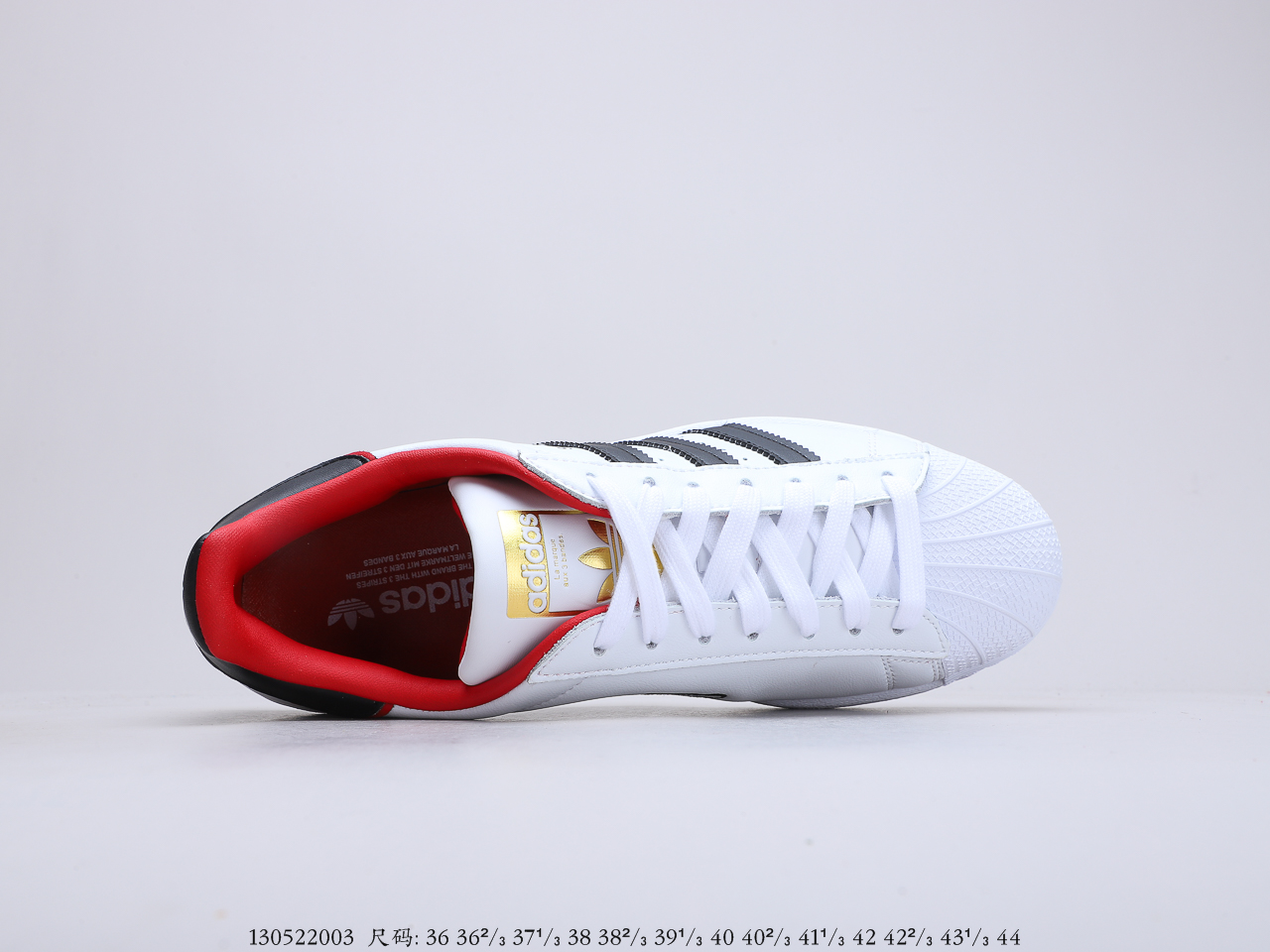 160 三叶草 Adidas Superstar 黑红刺绣 贝壳头经典百搭休闲运动板鞋 货号FW6384
